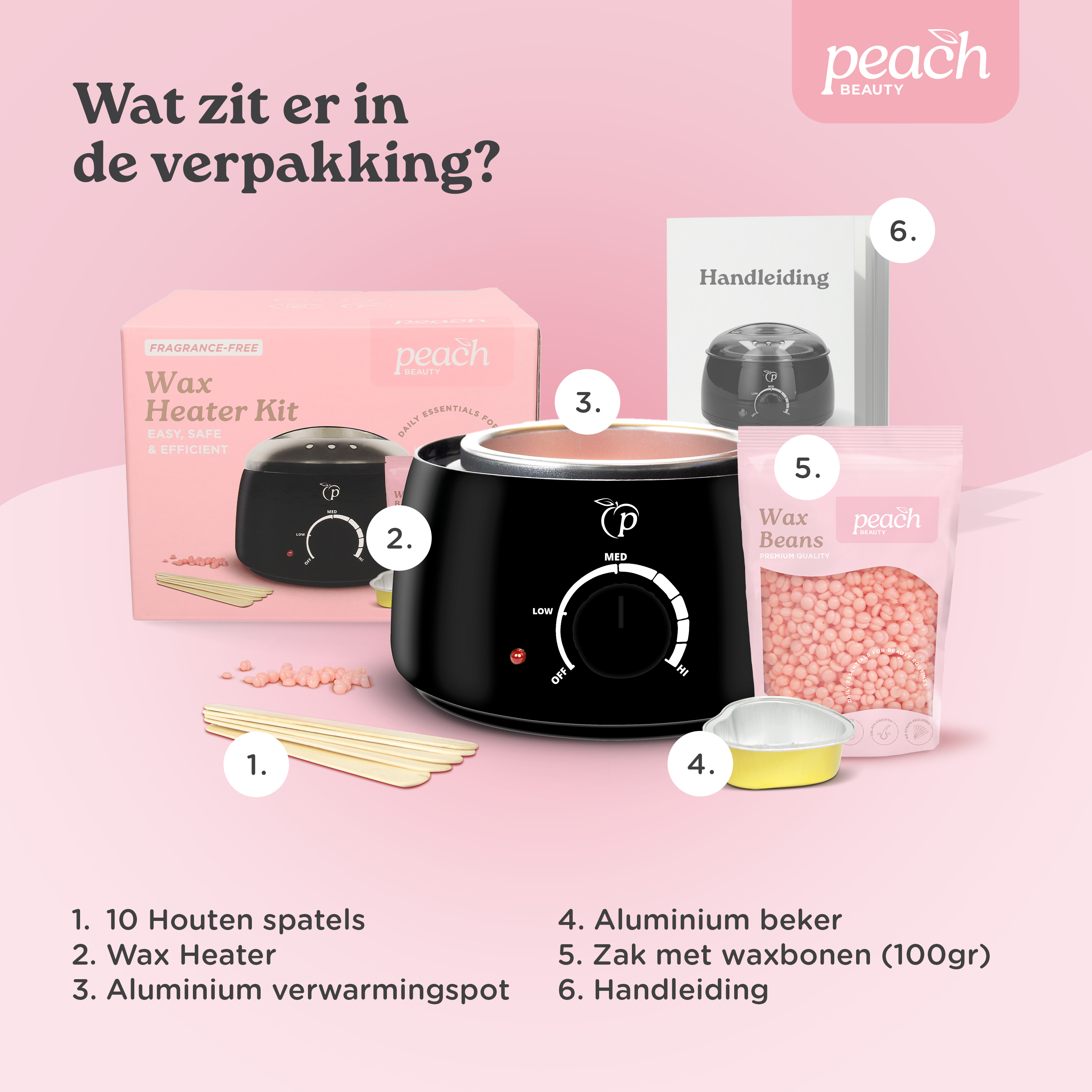 Wat zit er in de starterkit van het Waxapparaat?