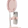 Miroir de maquillage LED avec support pour téléphone - Rose