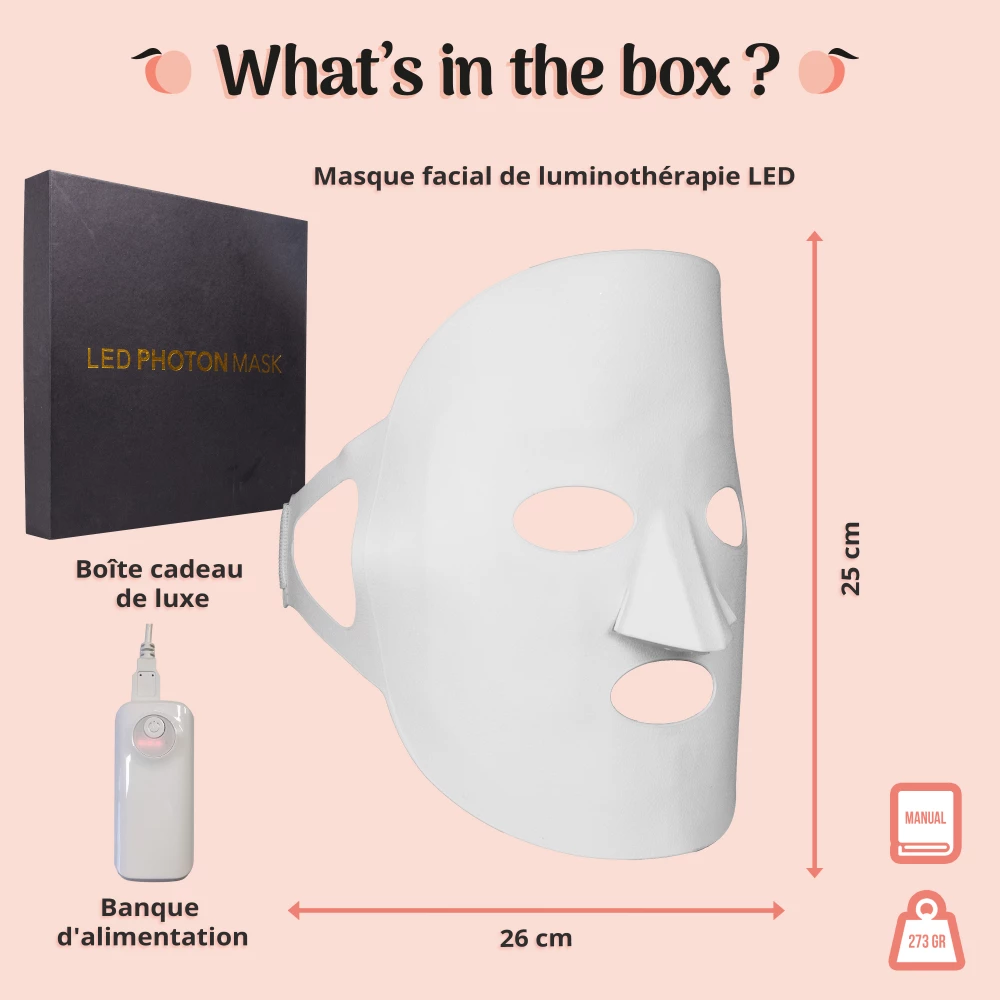 Masque Led pour Luminothérapie - Peach Beauty