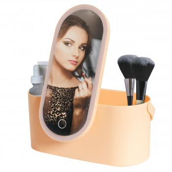 Beautycase de luxe avec miroir à LED - Peachy Orange