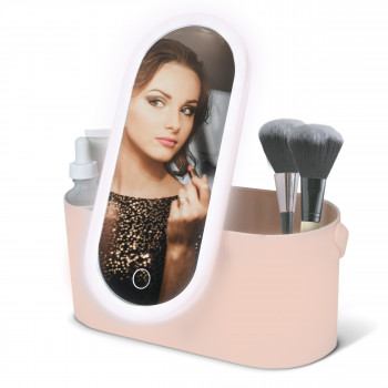 2-in-1 Make-upkoffer met LED-spiegel - Pink Deluxe